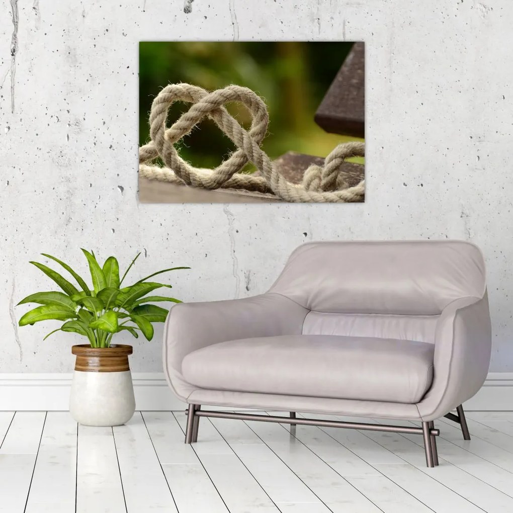 Obraz serca z liny (70x50 cm)