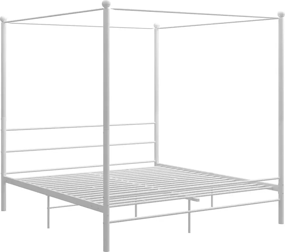 Białe dwuosobowe łóżko metalowe 160x200 cm G5-C92