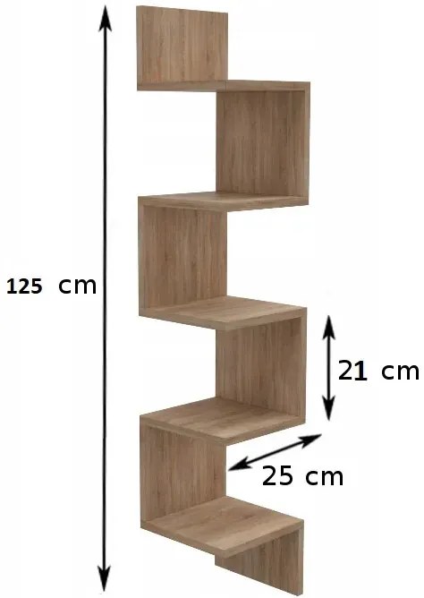 Narożna półka wisząca dąb sonoma Toxa Tilda 13X