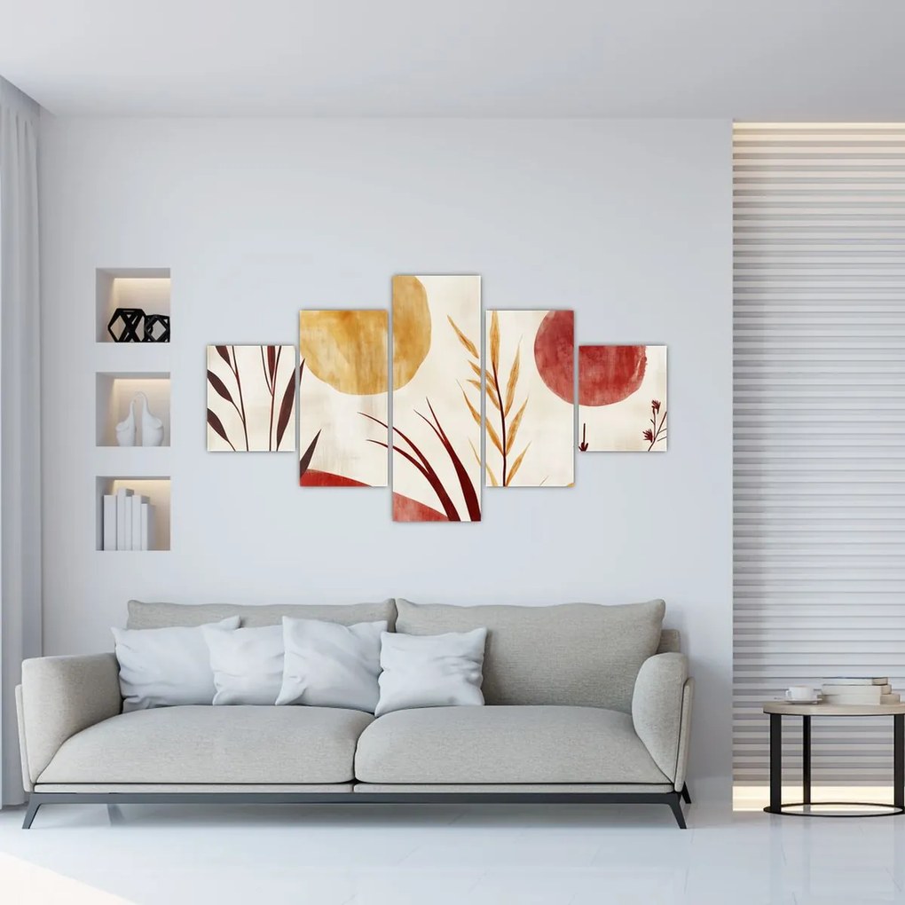 Obraz - Rośliny i okręgi (125x70 cm)