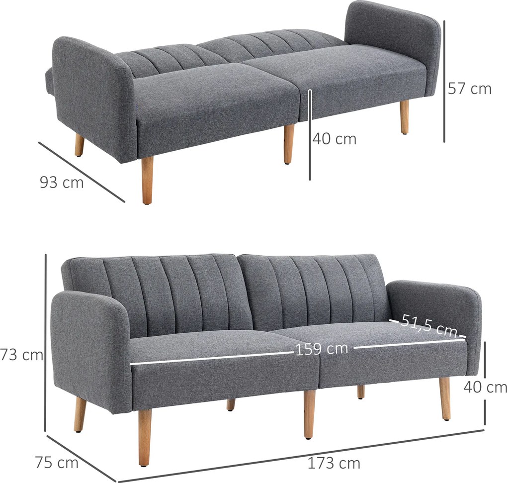 HOMCOM Sofa rozkładana z funkcją spania 173x75x73 cm nowoczesna kanapa | Aosom PL