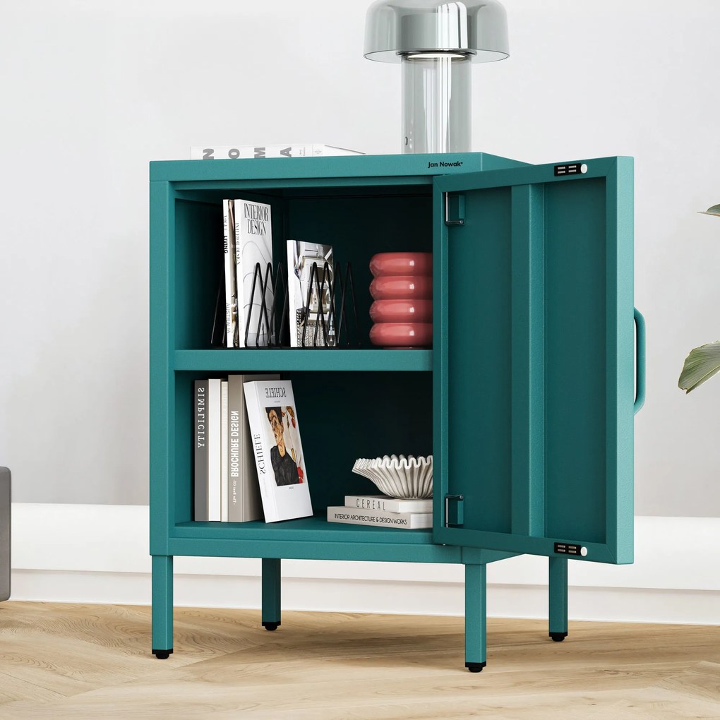 Szafka nocna metalowa morska Modern MIA, 424 x 595 x 400 mm