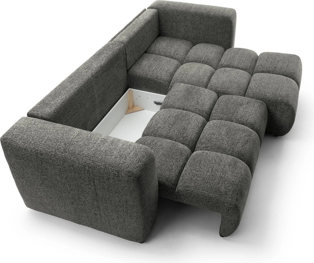 Masseno Narożnik ARTE z funkcją spania i pojemnikiem na pościel Narozniki L, Rozkładana sofa - Szary, BELLO 20