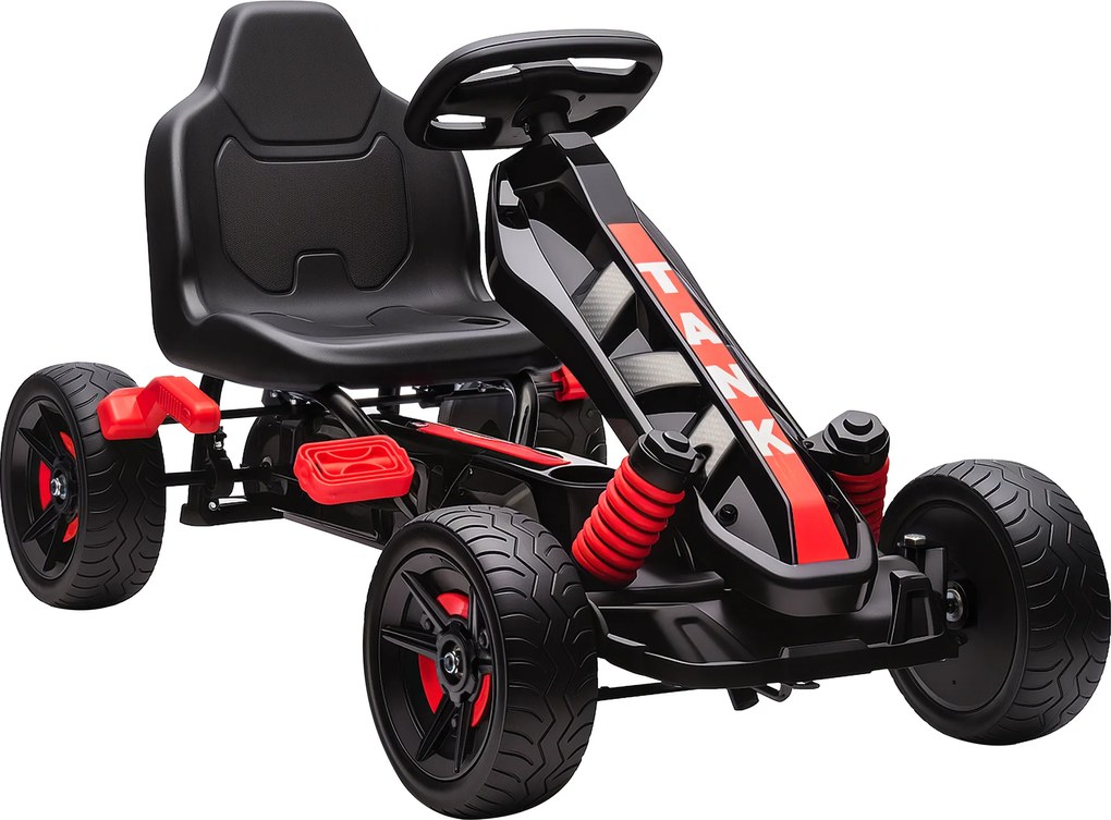 AIYAPLAY Gokart z pedałami, tretauto dla dzieci z hamulcem, antypoślizgowe koła, metalowa rama, 3-6 lat, czerwony