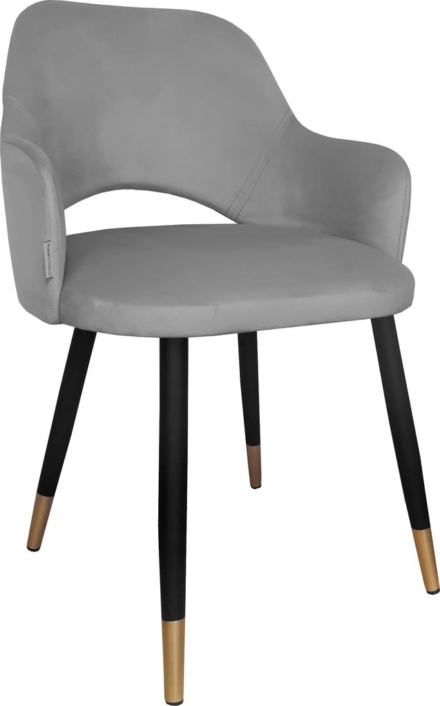 Krzesło Milano tkanina Welur noga metalowa elegancki komfort wnętrza : Kolor nogi - Czarno-złota stożek, Kolor tkaniny - VELVET - MG17, Typ siedziska - Siedzisko stałe