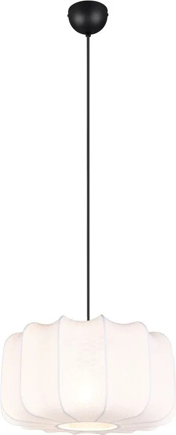 Biała metalowa lampa wisząca z tekstylnym kloszem ø 40 cm Madleine – Reality