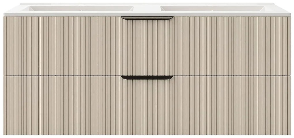 Szafka łazienkowa wisząca  prążkowana - Kolor beżowy - 120 cm - DALIKO