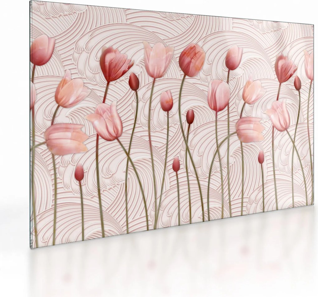 Obraz na szkle - Różowe tulipany (70x50 cm)