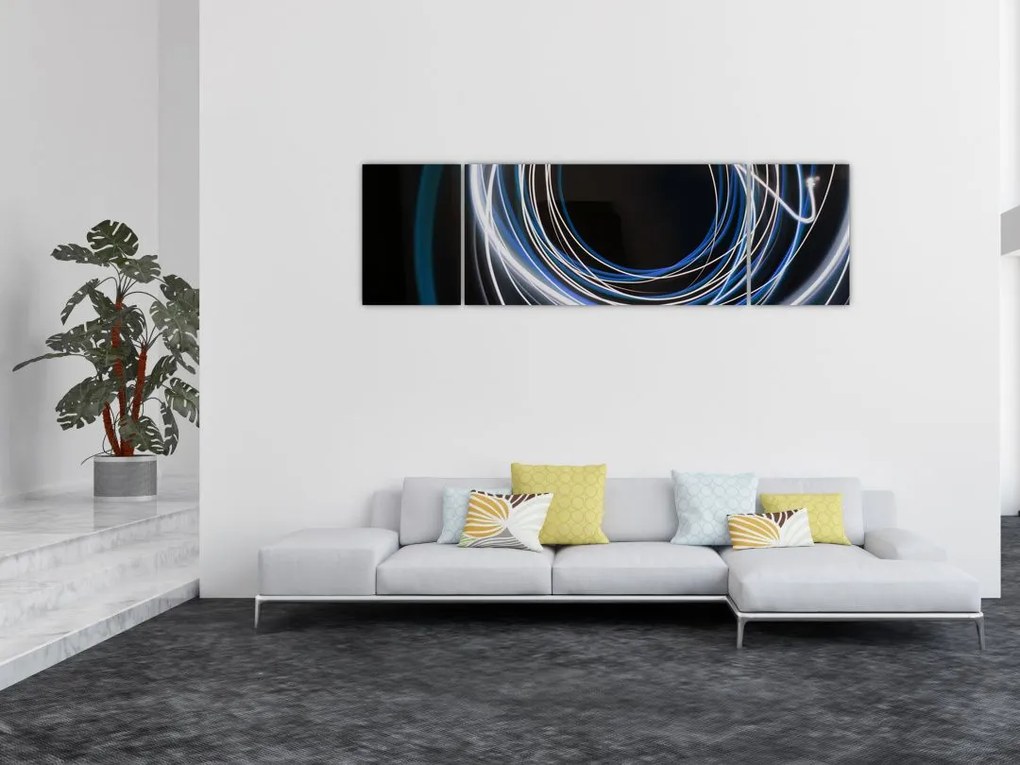 Obraz niebieskich linii (170x50 cm)