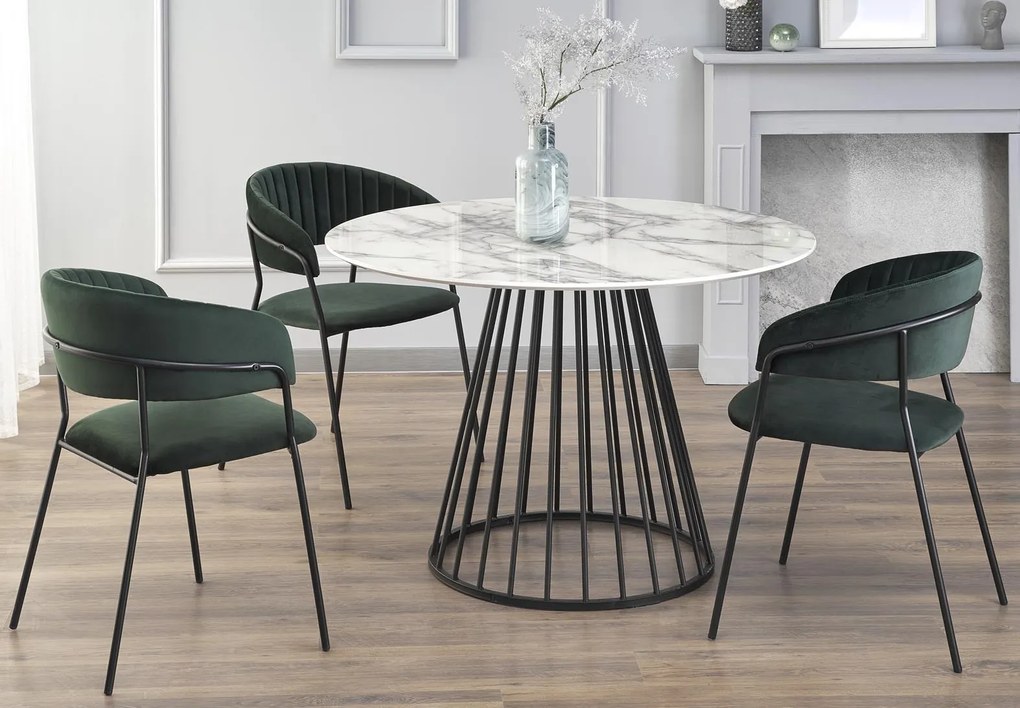 Designerski stół z drucianą podstawą Brodway imitacja marmuru