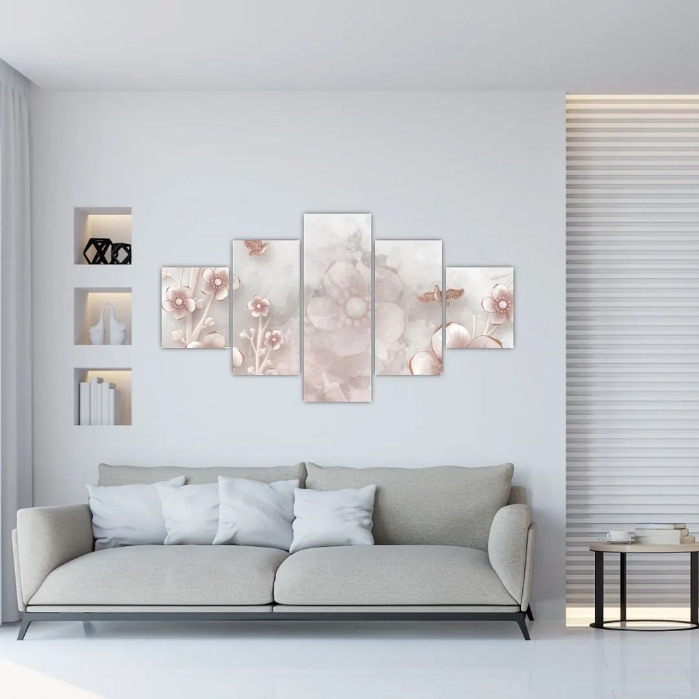 Obraz - Różowe kwiaty (125x70 cm)