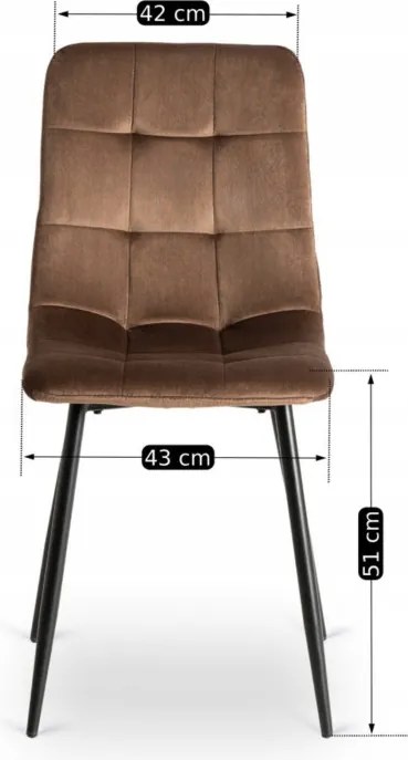 Krzesło Tapicerowane do Jadalni PERU Brązowe Welurowe Nowoczesne Loft