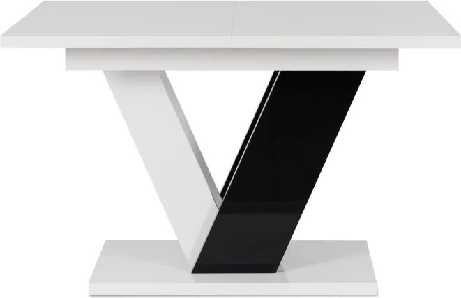 Stół Prostokątny Rozkładany CLARK 120-160 cm Czarny/Biały Połysk Glamour