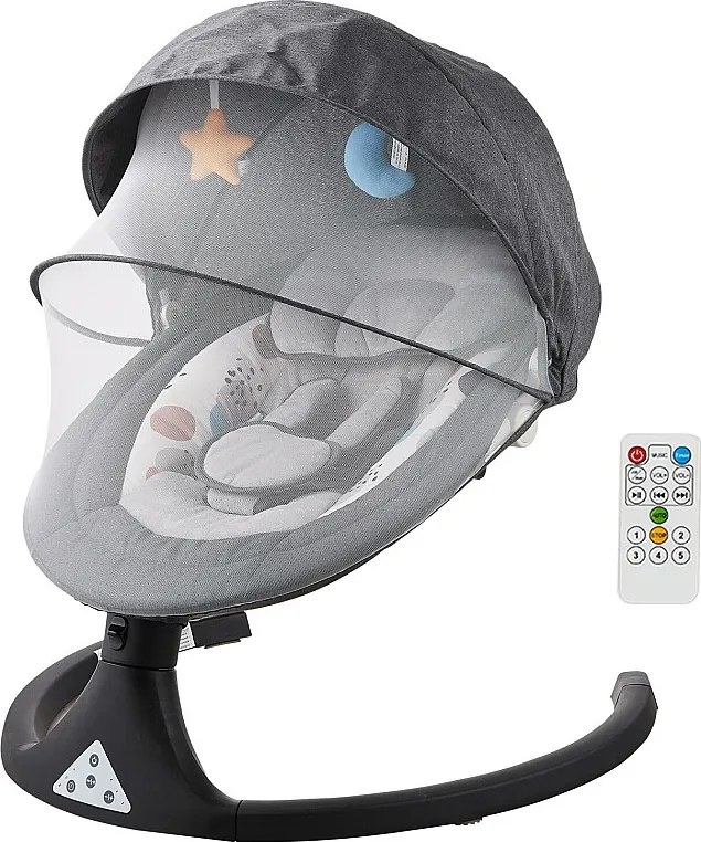 Elektryczna Kołyska dla Niemowląt, SucceBuy Huśtawka dla Noworodków z 5 Prędkościami, 3 Pozycjami Siedzenia i Pilotem Bluetooth