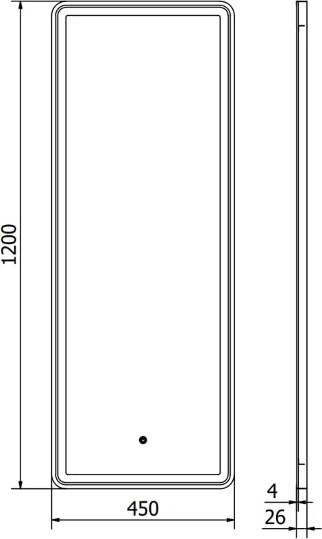 Mexen Coro lustro łazienkowe podświetlane 45 x 120 cm, LED 6000K, antypara, rama czarna - 9817-045-120-611-70