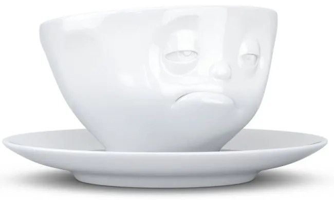 Biała porcelanowa nadąsana filiżanka ze spodkiem 58products