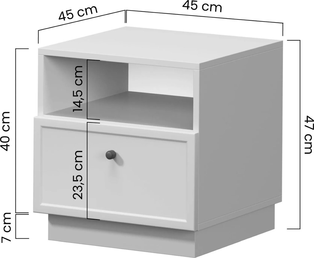 Szafka nocna Lorini z szufladą 45 cm - kaszmir / złoty uchwyt T-bar