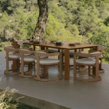 Zestaw Stołu Prostokątnego 220 X 100 Cm Kandroa I 8 Krzeseł Ogrodowych Z Drewna Eukaliptusowego Selira Jasny Akacjowy Brąz - Sklum