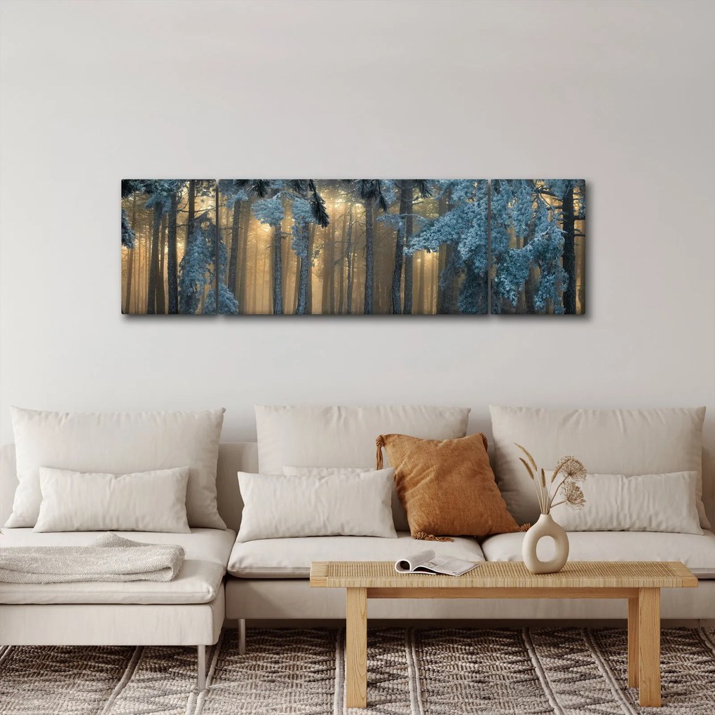 Obraz zaśnieżonego lasu (170x50 cm)