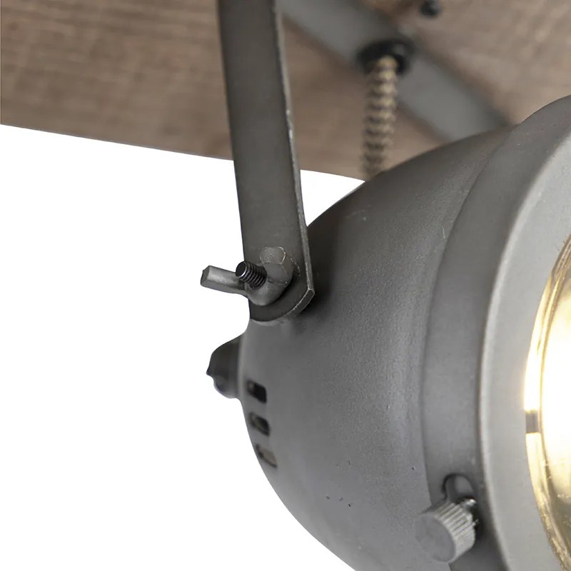 Inteligentny reflektor stalowy z drewnem, regulowany, w tym 3 Wi-Fi GU10 - Emado