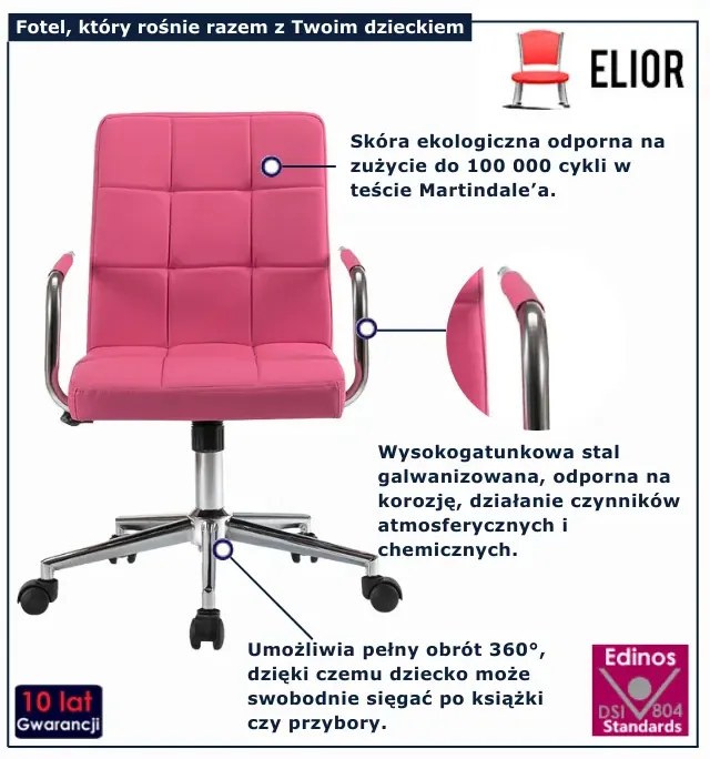 Różowy biurowy fotel obrotowy L6-B54