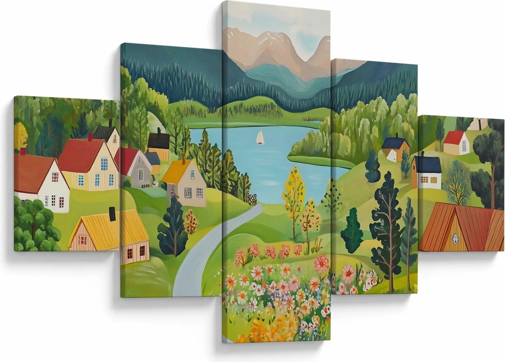 Obraz - Wioska w górach (125x70 cm)