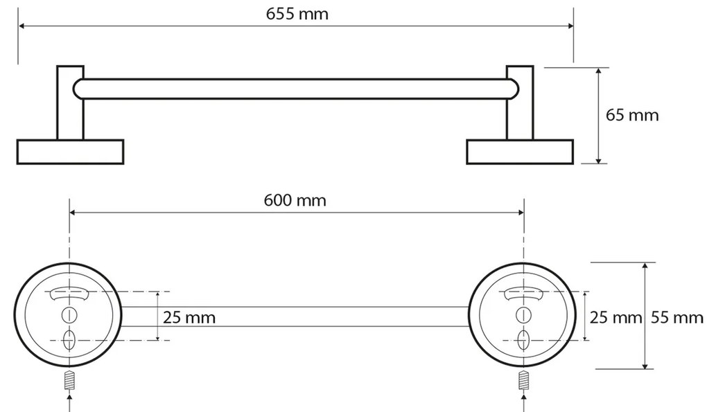 SAPHO XR410 X-Round E wieszak na ręczniki 65 cm, srebrny