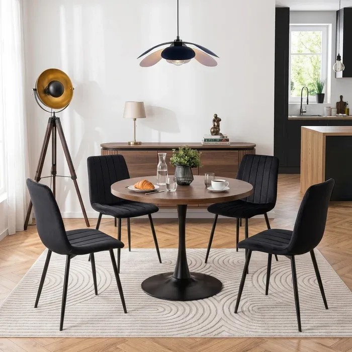 Stół Okrągły LINO 100 cm Dąb Rustykalny/Czarny Nowoczesny Loft