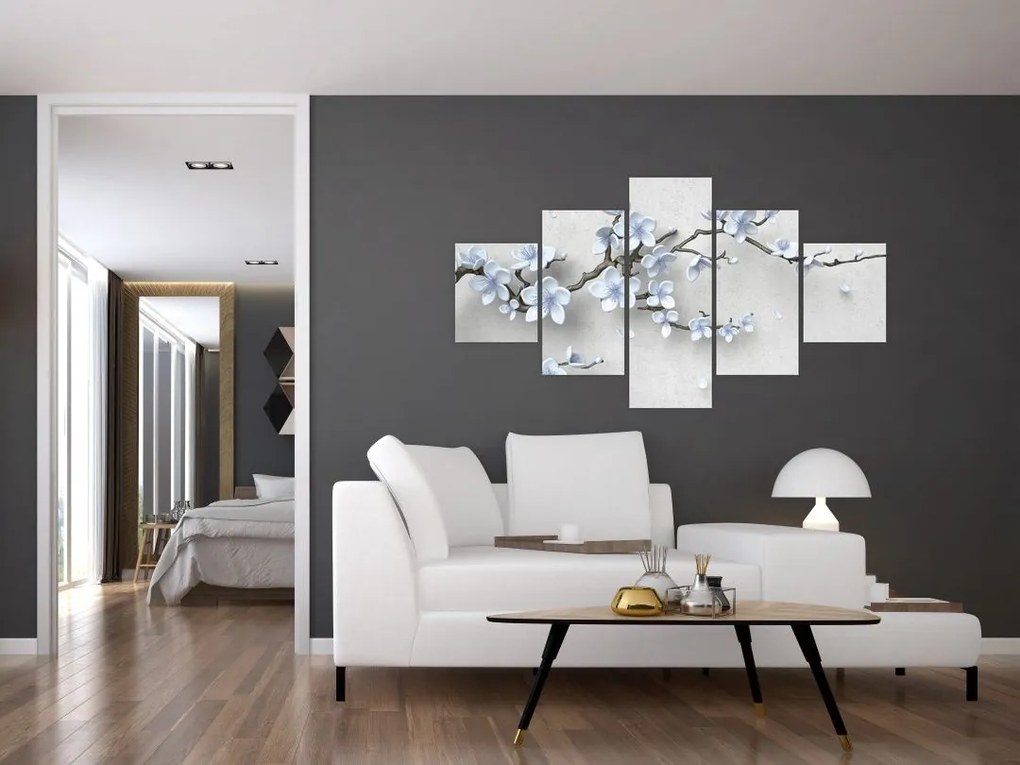 Obraz niebieskich kwiatów (125x70 cm)