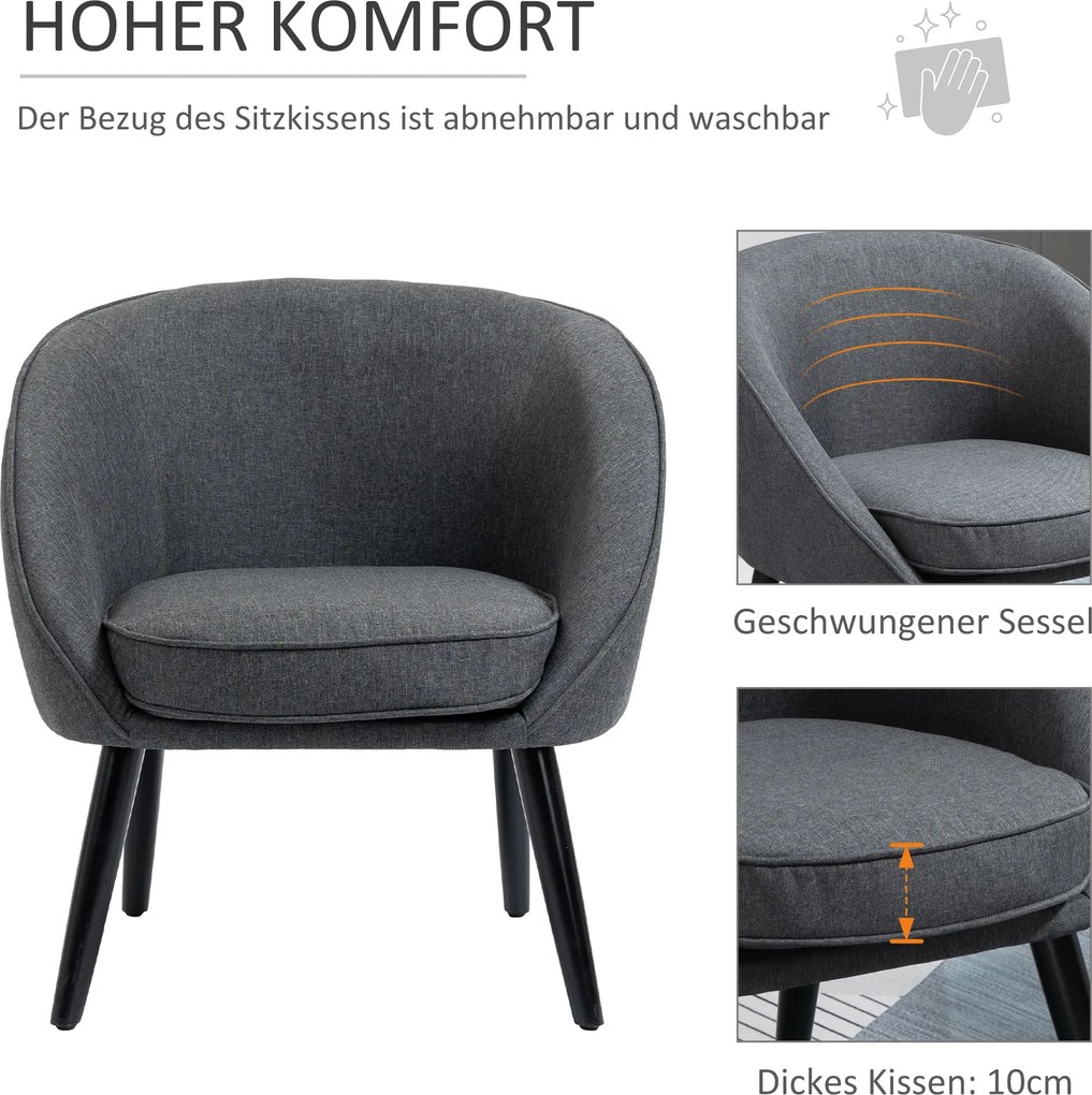 HOMCOM Krzesło do jadalni krzesło do salonu krzesło tapicerowane nowoczesny poliester drewno szary