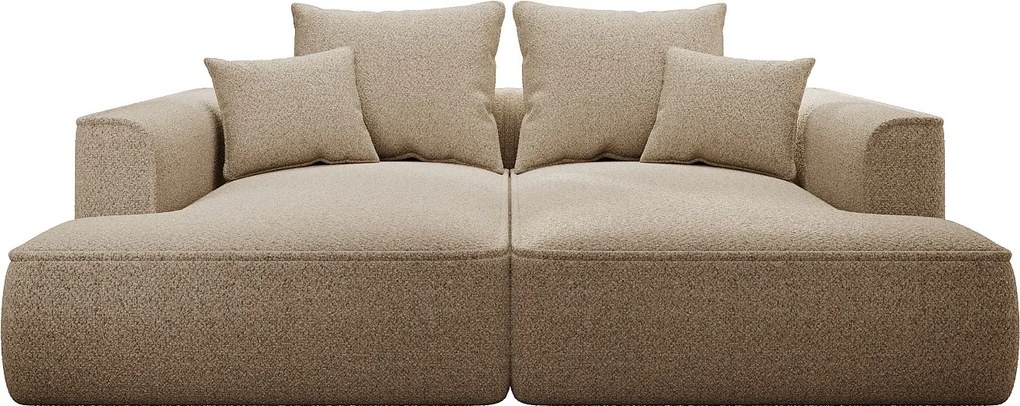 Kanapa 3-osobowa z komfortowym głębokim siedziskiem z tkaniny szenilowej w kolorze taupe PINETA