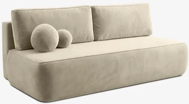 Sofa z Funkcją Spania ARVETO Kremowa Welurowa Nowoczesna