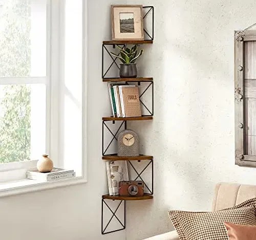 Narożna półka ścienna do spiżarni rustykalny brąz G3-P35