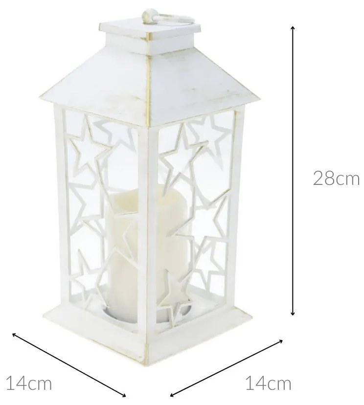 Zimowy lampion ze świecą LED, 28 cm