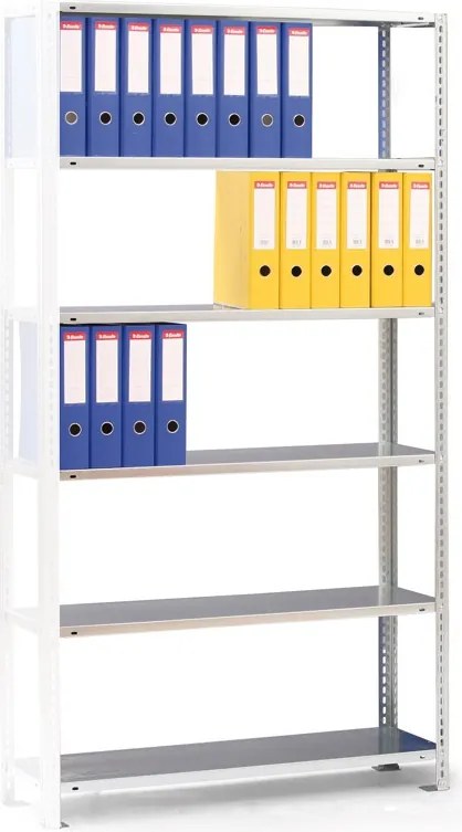 Regał na segregatory COMPACT, ocynk, 8 półek, 2500x1000x300 mm, dodatkowy