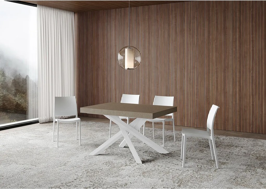 Stół rozkładany Volantis w kolorze gołębiej szarości 120/224x90 cm z białymi nogami