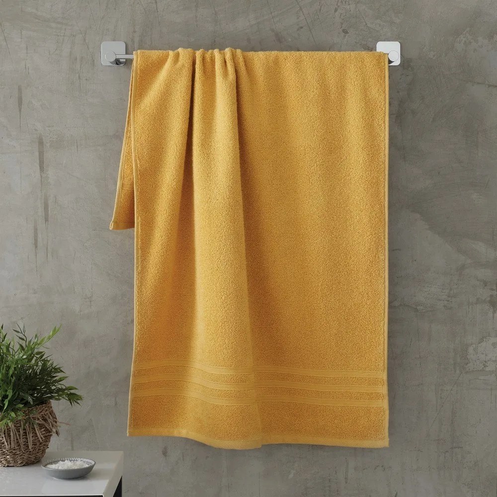 Żółte bawełniane ręczniki kąpielowe frotte zestaw 2 szt. 90x140 cm Zero Twist – Catherine Lansfield