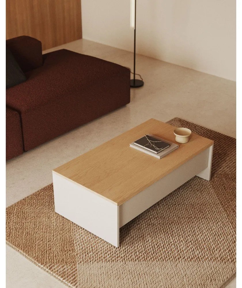 Biały stolik w dekorze dębu 60x110 cm Abilen – Kave Home