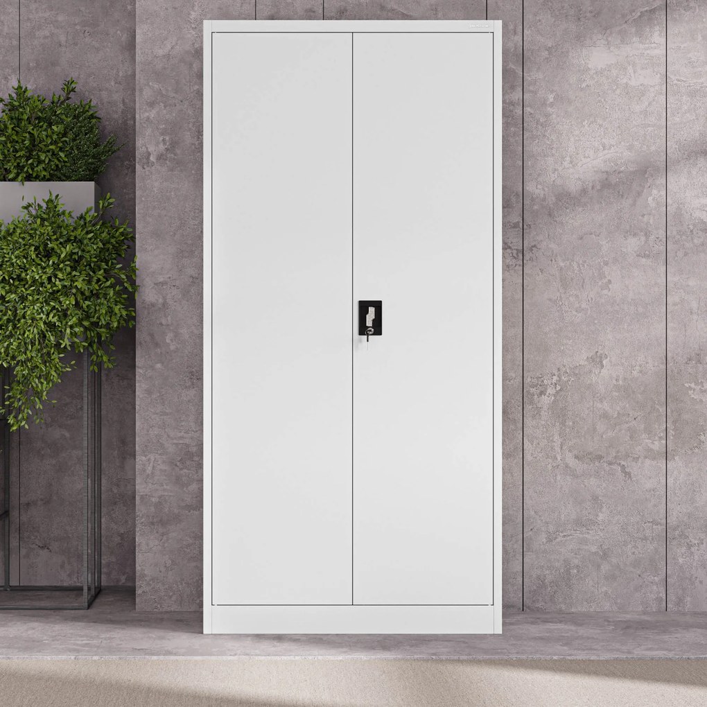 Szafa biurowa na dokumenty z 4 półkami biała, 900x1850x400 mm: JAN