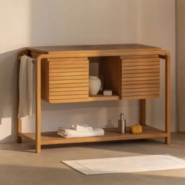 Zestaw Mebli Łazienkowych Bradley Z Drewna Tekowego Without Sink & Bezlusterkowiec & Bez Kranu & ↔︎ 120 Cm - Sklum