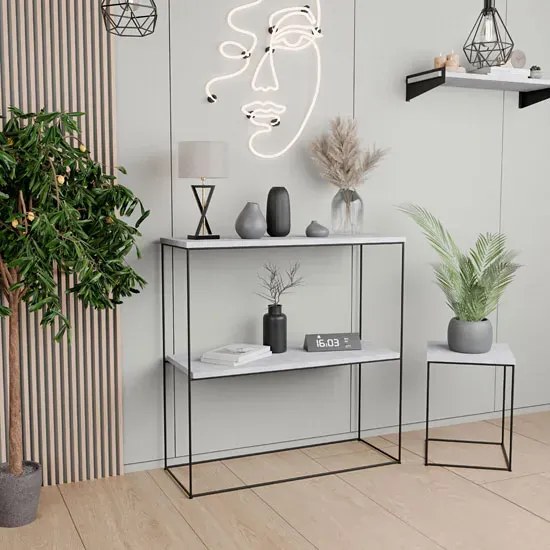 Konsola nowoczesna pod lustro beton + czarny  K3-B87