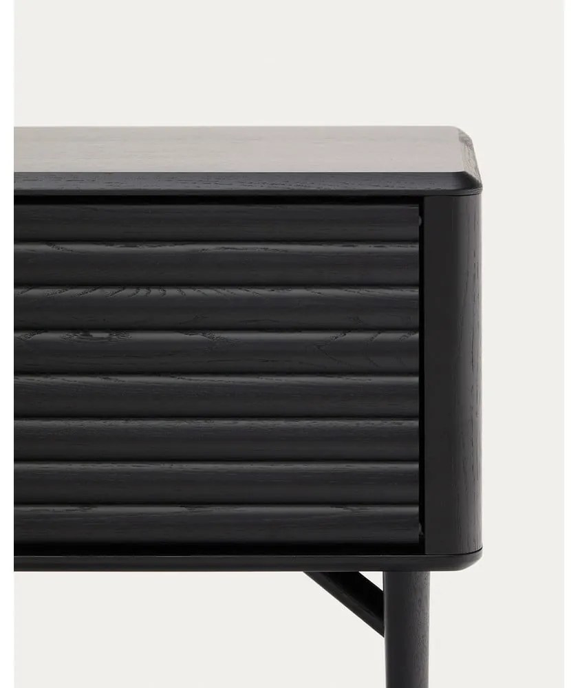 Czarna szafka pod TV w dekorze dębu 200x57x35 cm Lenon – Kave Home