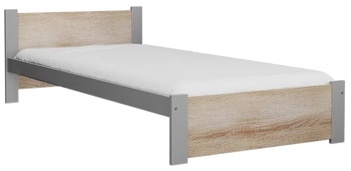 Łóżko IKAROS 90 x 200 cm, dąb sonoma/szary Stelaż: Ze stelażem listwowym rolowanym, Materac: Materac Sommera 18 cm