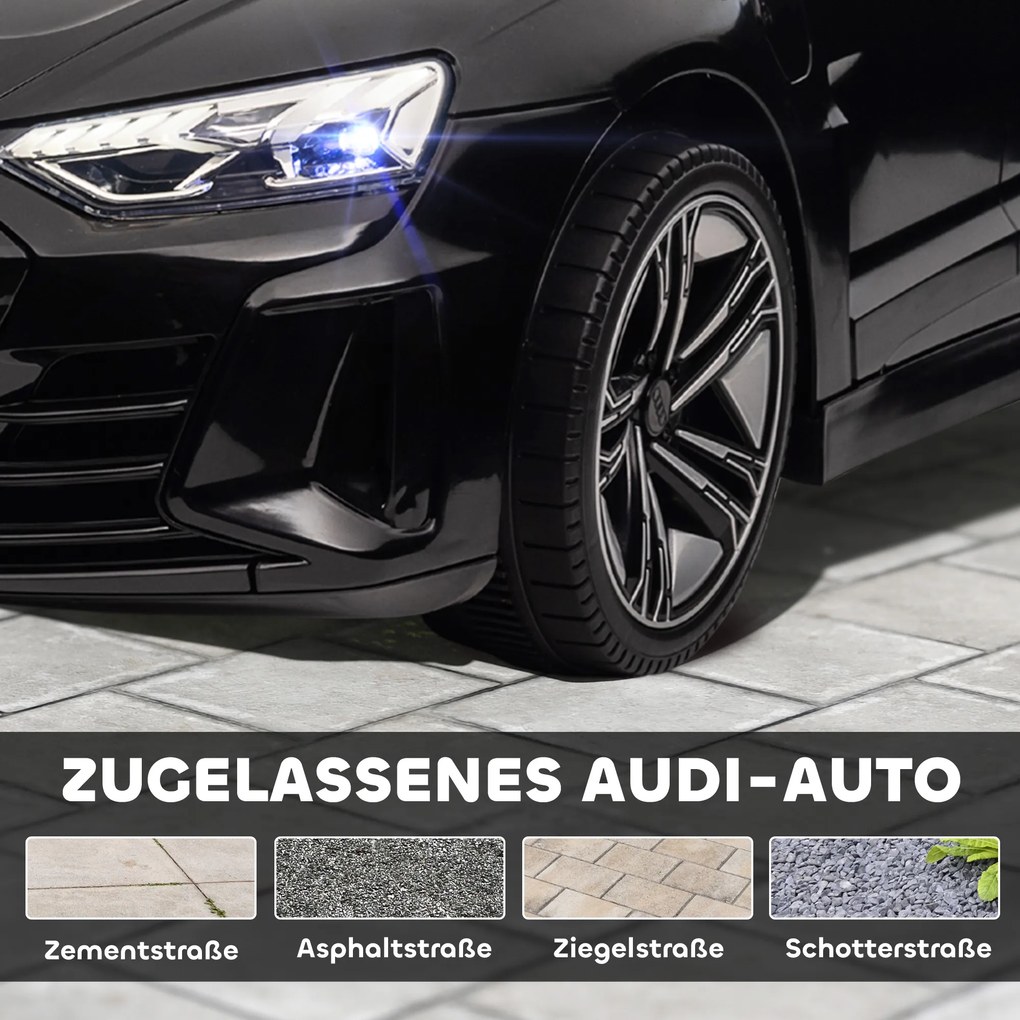 HOMCOM Elektryczny samochód dla dzieci Licencjonowany Audi z bezpiecznym pasem pilotem zdalnego sterowania i światłem Czarny 103x58x41cm | Aosom PL