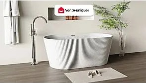Wanna wolnostojąca ryflowana - 255 l - 149 x 73 x 58 cm - Biały mat - Akryl - COBIANA