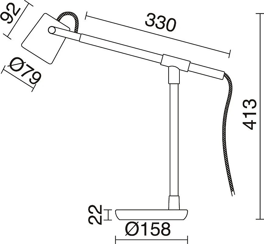 Lampa sto?owa BRANCH z drewna i stali - wys. 41,3 cm - IP20, kabel 2 m - w?./wy?. - gu10 - 9W - czarny