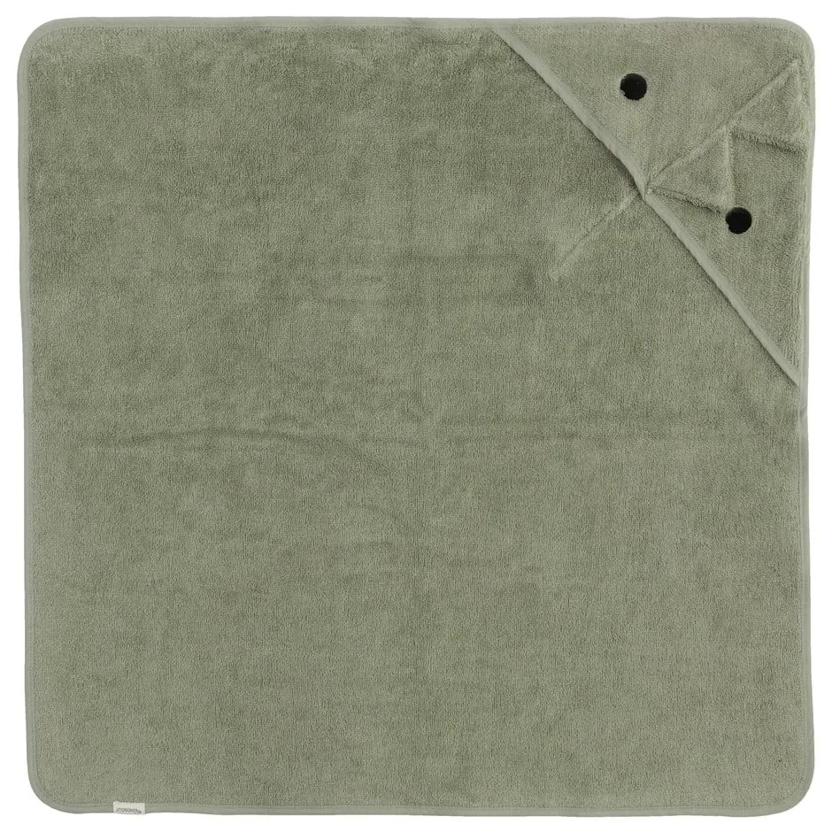 Zielony bawełniany ręcznik dziecięcy z kapturem 75x75 cm Dinosaur – Kindsgut