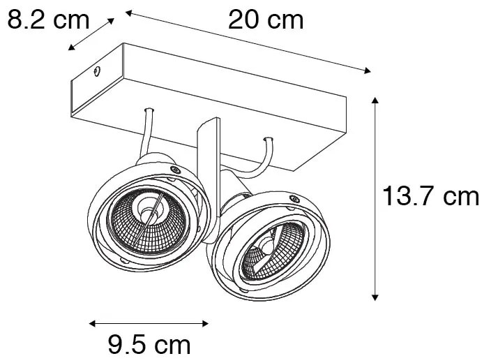 Nowoczesny reflektor czarny 2-światła - Master 70