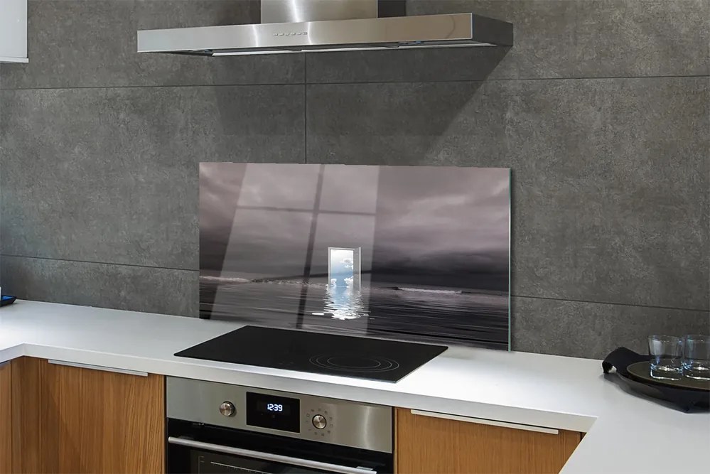 Szkło do Kuchni na Ścianę Drzwi na Granicy Morza i Nieba