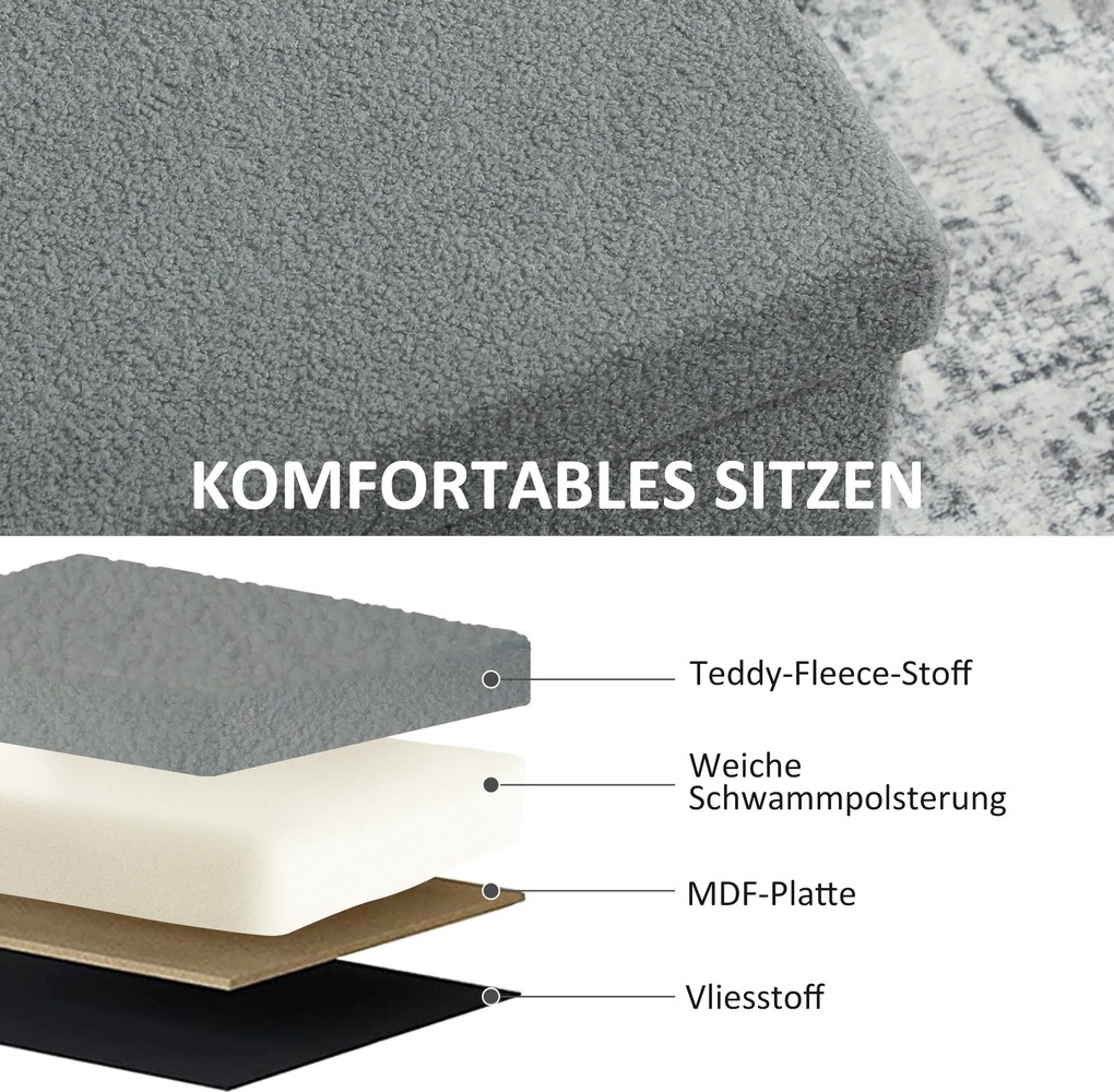 HOMCOM Puf do przechowywania, tapicerowana ławka z pojemnikiem i pokrywą do salonu, sypialni, korytarza, Ciemnoszary